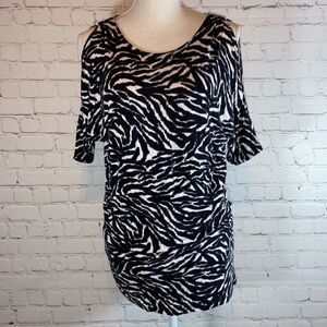 MICHAELMichaelKors Zebra Print Cold Shoulder Top